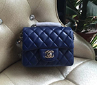 2016 Chanel mini Classic Flap Bag Blue Original Sheekskin leather 1115 Silver Hardware 1115