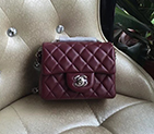 2016 Chanel mini Classic Flap Bag Claret Original Sheekskin leather 1115 Silver Hardware 1115