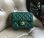 2016 Chanel mini Classic Flap Bag Green Original Sheekskin leather 1115 Gold Hardware 1115