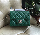 2016 Chanel mini Classic Flap Bag Green Original Sheekskin leather 1115 Silver Hardware 1115