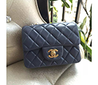 2016 Chanel mini Classic Flap Bag Grey Original Sheekskin leather 1115 Gold Hardware 1115