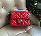 2016 Chanel mini Classic Flap Bag Red Original Sheekskin leather 1115 Silver Hardware 1115