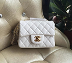 2016 Chanel mini Classic Flap Bag White Original Sheekskin leather 1115 Gold Hardware 1115