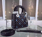 2016 Christian MINI LADY DIOR BAG Original LAMBSKIN Leather D1635 Black with Silver D1635