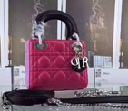 2016 Christian MINI LADY DIOR BAG Original LAMBSKIN Leather D1635 Red&Lavender with Silver D1635