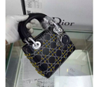 2016 Christian MINI LADY DIOR BAG Original Leather D1635 Black with Silver D1635