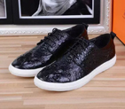 2016 Hermes Crocodile Stripe Calfskin leather men Casual shoes HMS0131