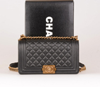 2016 LE Boy Chanel Flap Shoulder Bag Original Caviar Leather A67086 Black with Gold A67086