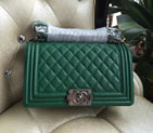 2016 LE Boy Chanel Flap Shoulder Bag Original Caviar Leather A67086 Green Silver A67086