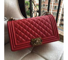 2016 LE Boy Chanel Flap Shoulder Bag Original Caviar Leather A67086 Red Gold A67086