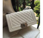 2016 LE Boy Chanel Flap Shoulder Bag Original Caviar Leather A67086 White Silver A67086