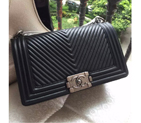 2016 LE Boy Chanel Flap Shoulder Bag Original Fetal cowhide Leather A67086 Black A67086