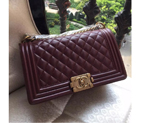 2016 LE Boy Chanel Flap Shoulder Bag Original Sheekskin Leather A67086 Claret with Gold A67086