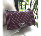 2016 LE Boy Chanel Flap Shoulder Bag Original Sheekskin Leather A67086 Claret with Silver A67086