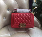 2016 LE Boy Chanel Flap Shoulder Bag Original Sheepskin Leather A67085 Red with Gold A67085