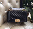 2016 LE Boy Chanel Flap Shoulder Bag Original Sheepskin Leather A67086 Black with Gold hardware A67086