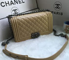 2016 LE Boy Chanel Flap Shoulder Bag Sheekskin Leather A67086 Apricot with Silver A67086