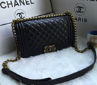 2016 LE Boy Chanel Flap Shoulder Bag Sheekskin Leather A67086 Black with Bronze A67086