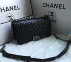 2016 LE Boy Chanel Flap Shoulder Bag Sheekskin Leather A67086 Black with Silver A67086