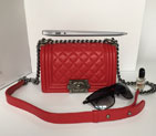 2016 LE Boy Chanel Flap Shoulder Bag Sheepskin Leather A67085 Red with Silver A67085