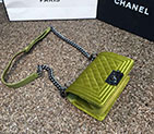 2016 Le Boy Chanel Flap Shoulder Bag Original ArmyGreen velvet A67085 with Black Polished A67085