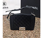 2016 Le Boy Chanel Flap Shoulder Bag Original Black velvet A67085 with Silver A67085