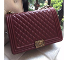 2016 Le Boy Chanel Flap Shoulder Bag Original Calfskin A67087 Claret in Gold A67087