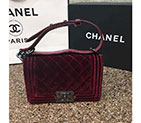 2016 Le Boy Chanel Flap Shoulder Bag Original Claret velvet A67085 with Black Polished A67085