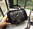 2016 Le Boy Chanel Flap Shoulder Bag Original Snake Leather A67085 Black&Silver Silver A67085