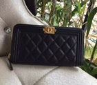 2016 Le Boy Chanel Zippy Wallet Original Caviar Leather A80286 Black Gold A80286