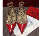 2016 Valentino women Flat shoes in patent leather with Rivet VN0092