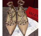 2016 Valentino women Flat shoes in patent leather with Rivet VN0093