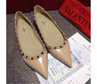 2016 Valentino women Flat shoes in patent leather with Rivet VN0087