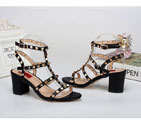 2016 Valentino women Sandals shoes in Calfskin leather with rivet Heel Height 6cm VN0307