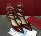 2016 Valentino women shoes in Patent leather with Rivet Heel Height 6.5cm VN0169