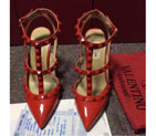 2016 Valentino women shoes in Patent leather with Rivet Heel Height 9.5cm VN0163