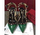 2016 Valentino women shoes in Patent leather with Rivet Heel Height 9.5cm VN0162