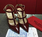 2016 Valentino women shoes in Patent leather with Rivet Heel Height 9.5cm VN0168