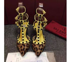 2016 Valentino women shoes in horsehair with Rivet Heel Height 6.5cm VN0178