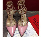 2016 Valentino women shoes in patent leather with Rivet Heel Height 6.5cm 