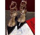 2016 Valentino women shoes in patent leather with Rivet Heel Height 6.5cm VN0107