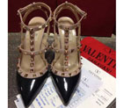 2016 Valentino women shoes in patent leather with Rivet Heel Height 9.5cm VN0097