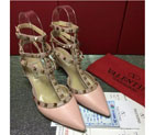 2016 Valentino women shoes in sheepskin leather with Rivet Heel Height 6.5cm VN0131