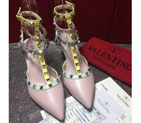 2016 Valentino women shoes in sheepskin leather with Rivet Heel Height 6.5cm VN0154