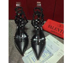 2016 Valentino women shoes in sheepskin leather with Rivet Heel Height 6.5cm VN0080