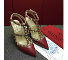 2016 Valentino women shoes in sheepskin leather with Rivet Heel Height 9.5cm VN0125