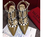 2016 Valentino women shoes in sheepskin leather with Rivet Heel Height 9.5cm VN0158