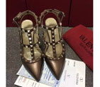 2016 Valentino women shoes in sheepskin leather with Rivet Heel Height 9.5cm VN0147