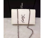 2016 YSL Dinner clutch shoulder bag 311218 White with Silver 311218