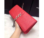 2016 YSL Dinner clutch shoulder bag 311288 Red with Silver 311288